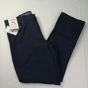 Chaps 5-Pocket Twill Pants Men's Size 36x30 Navy Blue Slim Straight Fit Stretch